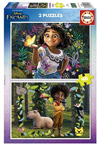 Educa Puzzle di cartone con 48 pezzi per bambini   Encanto Disney. Set di 2 puzzle da 48 pezzi ciascuno, doppio divertimento. Dimensioni del puzzle: 28 x 20 cm. A partire dai 3 anni ()