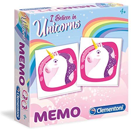 Clementoni Memo Unicorni, gioco di memoria e associazione, gioco educativo bambini 3 anni tessere illustrate, gioco da tavolo per bambini Made in Italy