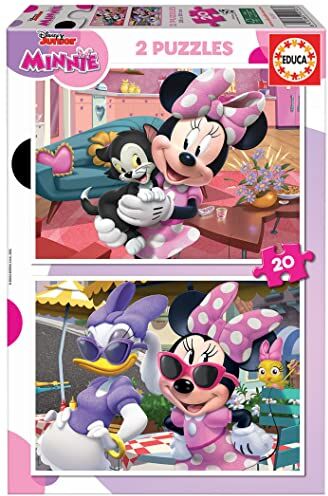 Educa Puzzle di cartone con 20 pezzi per bambini   Minnie. Set di 2 puzzle da 20 pezzi ciascuno, doppio divertimento. Dimensioni del puzzle: 28 x 20 cm. A partire dai 3 anni ()