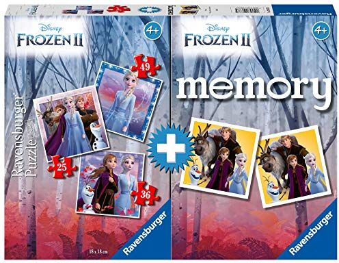 Ravensburger Multipack Memory e Puzzle di Frozen 2, Puzzle e Gioco per Bambini, Età Raccomandata 4+