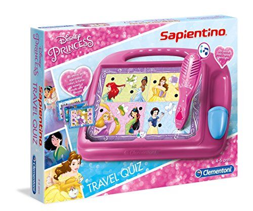 Clementoni Sapientino Travel Quiz Disney Princess, penna interattiva, elettronico parlante, gioco educativo bambini 4 anni, batterie incluse (versione in italiano)
