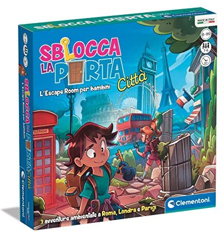 Clementoni Sblocca la porta Città, gioco da tavolo escape room bambini 8 anni, gioco di società, versione italiana, 1 6 giocatori Made in Italy, Multicolore, Normale