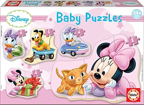 Educa baby puzzles minnie. Set di 5 puzzle progressivi di 3, 4 e 5 pezzi per bambini. +24 mesi,