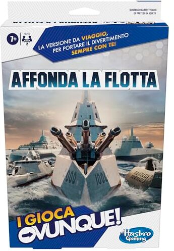 Hasbro Affonda la flotta, I Gioca Ovunque, gioco portatile per 2 giocatori, gioco da viaggio per bambini e bambine