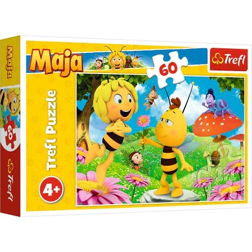 Trefl - Eine Blume für Maja, Maya The Bee Biene 60 Elementi, Un Fiore per Maia, per Bambini dai 4 Anni Puzzle, Colore, 0,