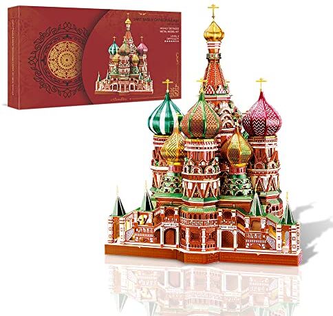 Piececool 3D Metal Puzzle Saint Basil's Cathedral, Architettoniche 3D Puzzle Metallo per 340 Acciaio Inossidabile, 1:1 Ripristina, Regalo di Compleanno, Modellismo da Costruire Adulti, 711 Pezzi