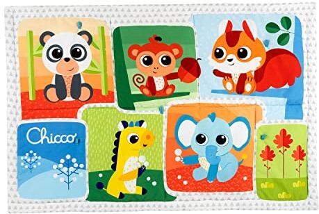 Chicco Tappeto da Gioco XXL Magic Forest, Morbido Tappeto Colorato con Animali della Foresta, per i Primi Movimenti del Bambino, Imbottitura Morbida, Extra Large 135 x 90 cm, 0+ Mesi