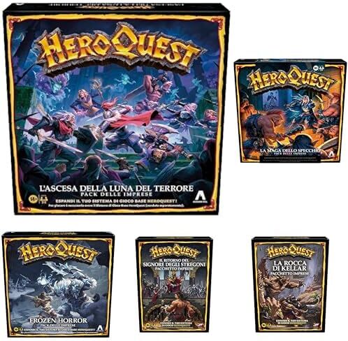 Avalon Hill , HeroQuest Pacchetto 5 Espansioni, Gioco di Avventura Fantasy in Stile Dungeon Crawler, per giocare è necessario avere il Sistema di Gioco Base HeroQuest