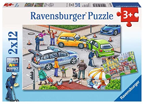 Ravensburger 07578 07578 Polizia in Azione Puzzle, 2 x 12 Pezzi