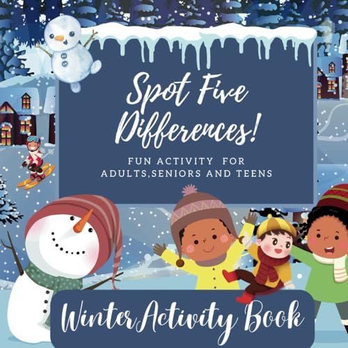 Hermansson, Annelie Spot Five Difference: Winter Activity Book Fun Picture puzzle for Adults, Seniors and Teens 10 picture Perfect Gift