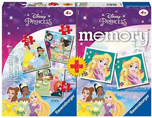 Ravensburger Multipack Memory® e Puzzle di Disney Princess, Puzzle e Gioco per Bambini, Età Raccomandata 4+, , Multicolore