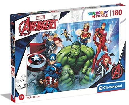 Clementoni - Puzzle Los Vengadores Avengers Marvel 180pzs Supercolor The Avengers-180 Pezzi-Made in Italy, Bambini 7 Anni, Cartoni Animati, Supereroi, Multicolore, Medium,