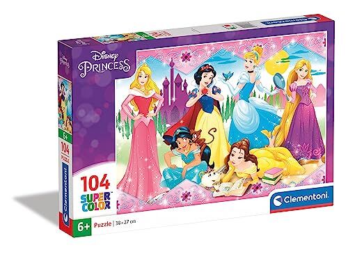 Clementoni -Le Principesse Disney & Sofia Princess Supercolor Puzzle, Multicolore, 104 Pezzi,