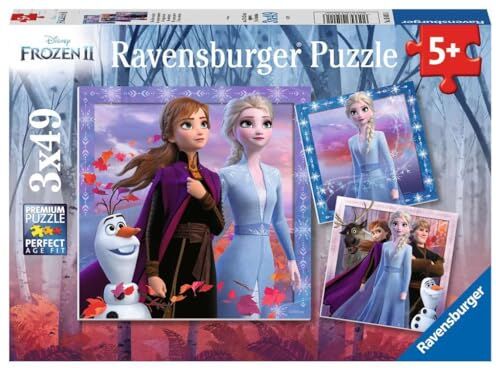 Ravensburger Frozen 2 Puzzle 3 x 49 Pezzi, Multicolore,