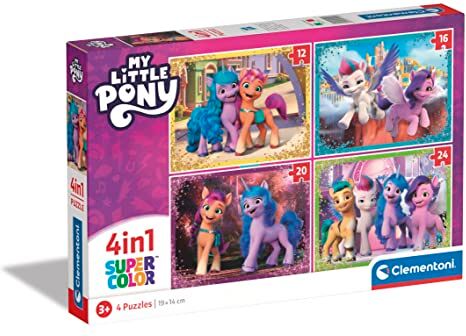 Clementoni Supercolor My Little Pony-4 12,16,20 e 24 Pezzi Bambini 3 Anni, Puzzle Cartoni Animati-Made In Italy, Multicolore,