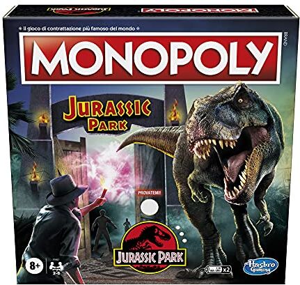 Hasbro Monopoly World Jurassic Park Edition, Gioco Da Tavolo Per Bambini Dagli 8 Anni In Su, 103, Multicolore