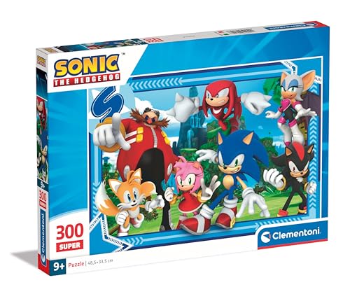 Clementoni - Sonic Supercolor Puzzle-Sonic-300 Pezzi Bambini 9 Anni, Puzzle Cartoni Animati, Made in Italy, Multicolore,