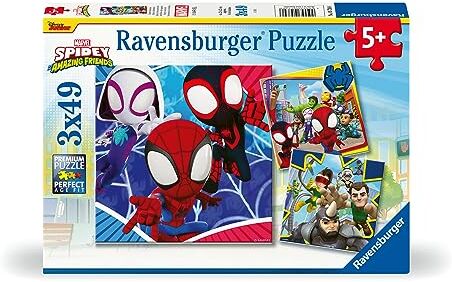 Ravensburger Puzzle Spidey, Collezione 3x49, 3 Puzzle da 49 Pezzi, Età Raccomandata 5+ Anni