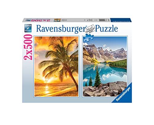 Ravensburger Puzzle Mare e Monti, 2x500 Pezzi, Idea regalo, per Lei o Lui, Puzzle Adulti