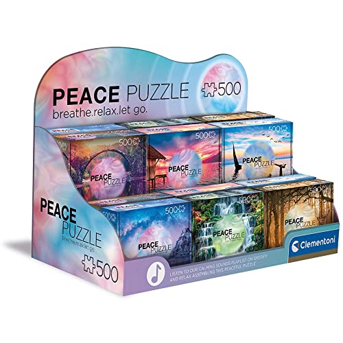 Educa Clementoni- Espositore 12 Puzzle 500 Pezzi Peace, Multicolore, 80397