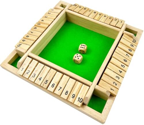 EACHHAHA Shut The Box 4 giocatori Jeu de société en bois classique,Jeu de dés,Jeu de rassemblement de famille,Jouet de voyage,Convient à la formation en logique mathématique pour enfants