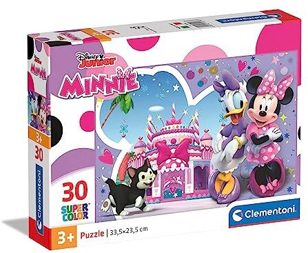 Clementoni - Disney Minnie Supercolor Minnie-30 Pezzi Bambini 3 Anni, Puzzle Cartoni Animati-Made in Italy, Multicolore, M,