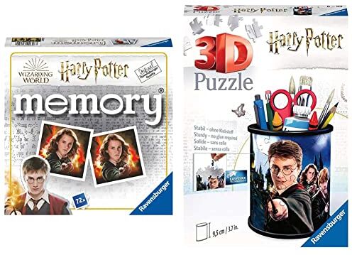 Ravensburger 20648 memory Harry potter Gioco Memory, 72 tessere, Età Consigliata 4+ & Portapenne Harry Potter Puzzle 3D, Multicolore, 54 Pezzi, 11154