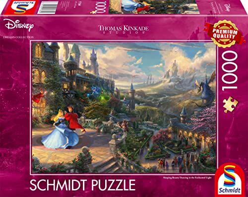 Schmidt Spiele 57369 Thomas Kinkade, Disneys Sleeping Beauty Dancing in The Enchanted Light, Puzzle da 1000 Pezzi, one Size