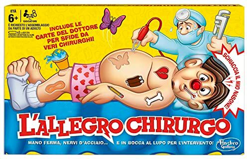 Hasbro L'Allegro Chirurgo, Gioco da Tavolo Elettronico del Dottore, Set Medico con Carte, Parti Anatomiche e Malattie Divertenti, Giochi per Bambini e Bambine da 6 Anni, 1 o più Giocatori