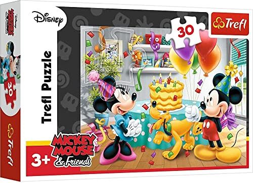 Trefl - Mickey & Friends 30 Elementi, Torta di Compleanno, per Bambini dai 3 Anni Puzzle, Colore Disney Topolino e Amici, 18211