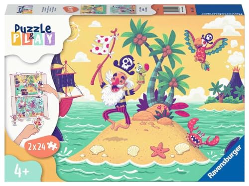 Ravensburger , L'Isola del Pirata, Linea Play 3x24 Pezzi, Puzzle per Bambini, Età Raccomandata 4+, Multicolore,  3