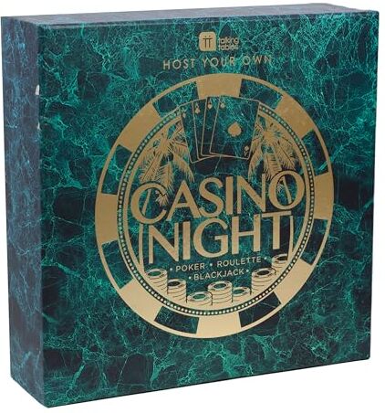 Talking Tables Kit Giochi da Tavolo Adulti Casinò Night   Include Poker Set, Blackjack, Roulette   Idea Regalo per Lui e per Lei con Tappetino da Gioco, Fiches, Carte da Gioco, Palline, Roulette