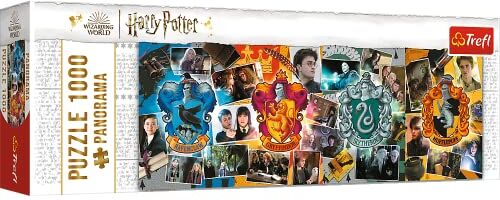 Trefl Panoramico 1000 Elementi, Personaggi del Film, Fai Da Te, Intrattenimento Creativo, per Adulti e Bambini Sopra i 12 Anni Puzzle, Colore Harry Potter, Quattro Case di Hogwarts,