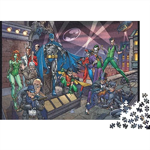 HESHS Batman Puzzle Legno 300 Pezzi Comic Puzzles Per Adulti E Giovani,impossible Puzzle 3d, Gioco Di Abilità Colorato, Gioco Di Abilità Per Tutta La Famiglia,300pcs (40x28cm)