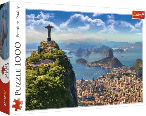 Trefl Puzzle Rio de Janeiro, Brasile 1000 Pezzi, vista città, collina, vista aerea, puzzle fai da te, intrattenimento creativo, regalo, puzzle classico per adulti e Bambini dai 12 anni