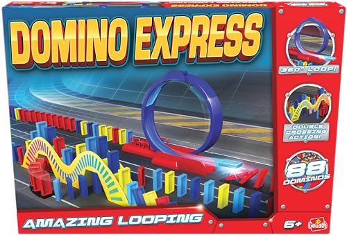 GOLIATH Domino Express Amazing Looping, Domino Gioco Dai 6 Anni, Giochi Da Tavolo per la Famiglia, Favorisce la Motricità Fine e la Coordinazione Occhio-Mano, Domino con Giro 360