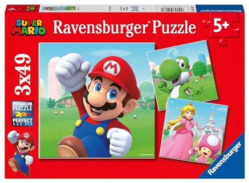 Ravensburger Puzzle Super Mario, Collezione 3x49, 3 Puzzle da 49 Pezzi, Età Raccomandata 5+ Anni