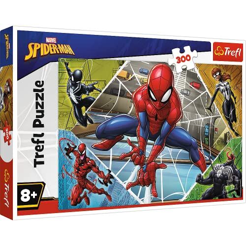 Trefl - Ein fröhlicher Tag für, Thomas And Friends 300 Elementi, L'incredibile Spiderman, per Bambini da 8 Anni Puzzle, Colore Marvel, der erstaunliche,