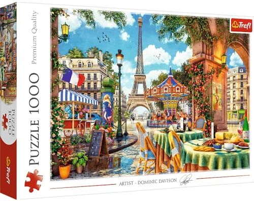 Trefl 1000 Elementi, strada di Parigi, ristoranti, torre Eiffel, colazione, te, tempo libero creativo, regalo, divertimento, classici Puzzle, Colore Mattina parigina, Pariser Morgen,