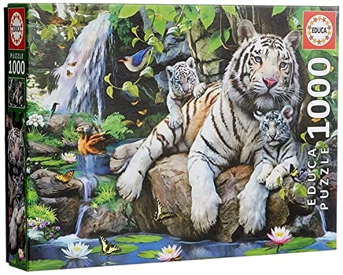 Educa Genuine Puzzles. Tigri Bianche del Bengala. Puzzle per Adulti. 1000 pezzi. Rif.