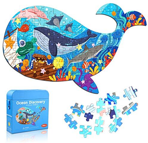 AivaToba Puzzle Oceano Bambini, 108 Pezzi Jigsaw Pesce Puzzle Educativi 3 4 5 6 7 8 9 Anni, Giochi Bambini Puzzle, Animal Puzzle Bimbi, Ragazza Ragazzo Regalo Puzzle