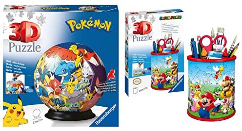 Ravensburger Puzzle 3D, Pokemon, Età Consigliata 6+, 72 Pezzi Diametro 12,9 cm & 3D Puzzle Portapenne di Super Mario, Oggetto di Arredamento per Scrivania, Età Raccomandata 6+, 11255 5