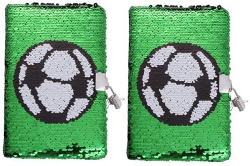 EXCEART 2 Pz Flip Diario Di Paillettes Diario Per Ragazzi Quaderno Con Paillettes Per Bambini Diario Con Serratura Per Ragazze Quaderno Per Ragazzi Completo Da Calcio Doppia Faccia Alunno