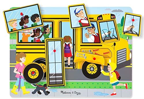 Melissa & Doug Puzzle in legno per bambini, L'autobus parlante, Puzzle sonoro, Incastri in legno per bambini, Puzzle bambini 2 anni pezzi grandi, Gioco bambino 2 anni, Regalo bimba 2 anni