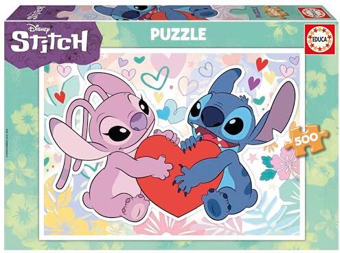 Educa Disney Stitch   500 pezzi di puzzle per adulti. Misura: 48 x 34 cm. Include la colla Fix Puzzle. Da 11 anni ()