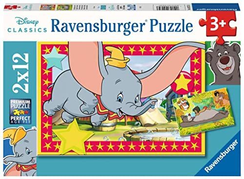 Ravensburger Puzzle Disney Classics, Collezione 2x12, 2 Puzzle da 12 Pezzi, Età Raccomandata 3+ Anni