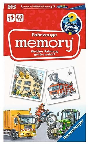 Ravensburger Fahrzeuge memory® Wieso? Weshalb? Warum? der Spieleklassiker für 2-8 Spieler, Kinderspiel für alle Fahrzeug-Fans ab 4 bis 7 Jahren: Welches Fahrzeug gehört wohin?