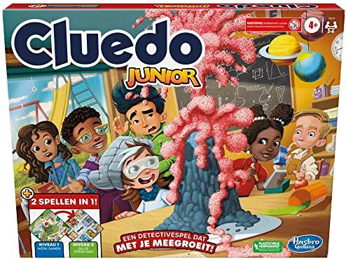 Hasbro Gioco Cluedo Junior, 2 Facce da Gioco, 2 Giochi in 1, Gioco Detective Cluedo per Bambini più Piccoli, Giochi da Tavolo per Bambini, Giochi Junior (Versione Olandese)