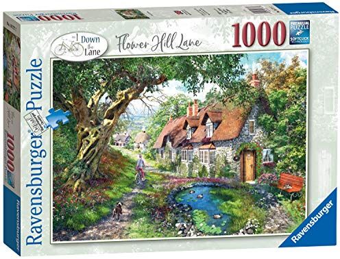 Ravensburger Down the n. 1 Flower Hill Lane, puzzle da 1000 pezzi, per adulti e bambini dai 12 anni in su, Colore Bianco,