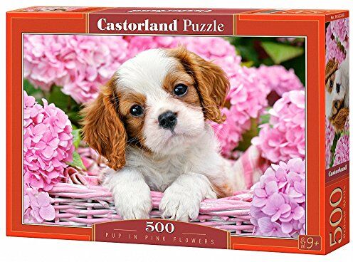 Castorland -2 Pup Fiori, Puzzle 500 Pezzi, Rosa